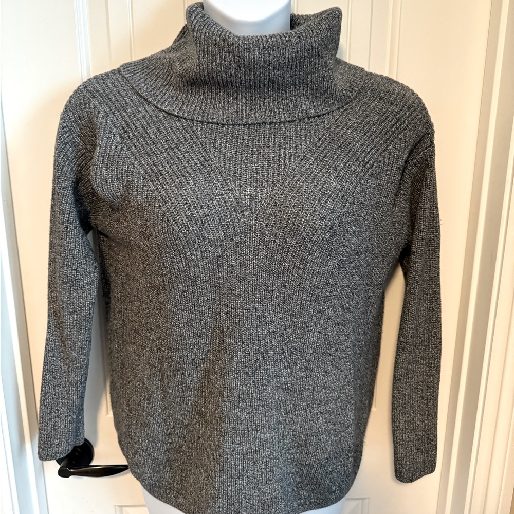 Talbots Gray Ribbed Turtleneck Sweater